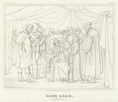 Kuningas Lear, näytös IV, kohtaus 7 (kaiverrus) tekijältä Friedrich August Moritz Retzsch