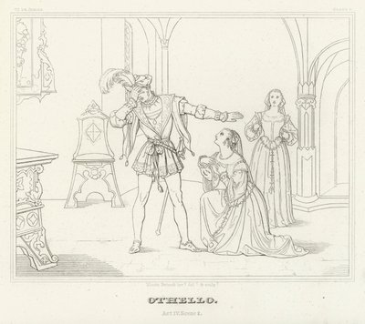 Othello, näytös IV, kohtaus 2 (kaiverrus) tekijältä Friedrich August Moritz Retzsch
