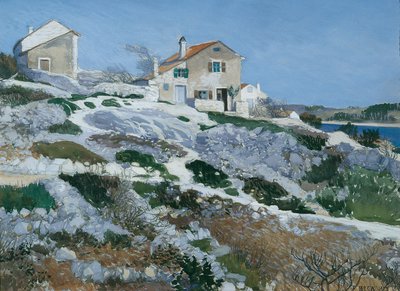 Kalastajien taloja Lussinilla tekijältä Friedrich Beck