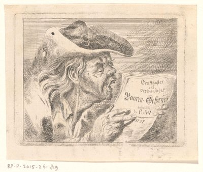 Vanhan maanviljelijän rintakuva pamfletti käsissään tekijältä Friedrich Christian Gottlieb Geyser (possibly)