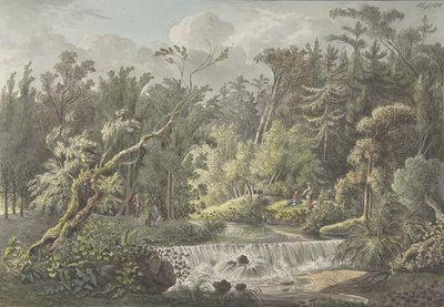 Maisema ja vesiputous, 1700-luvun loppu - 1800-luvun alku. tekijältä Friedrich Christian Klass