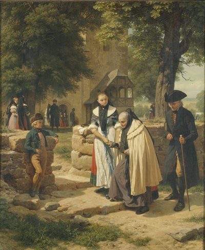 Brunswickin talonpojat menevät kirkkoon, 1855. tekijältä Friedrich Eduard Meyerheim