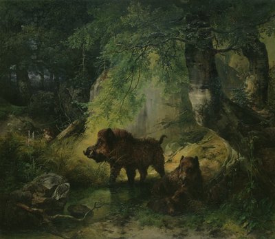 Villisika ja susi tekijältä Friedrich Gauermann