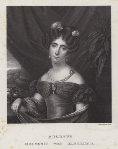 Augusta, Cambridgen herttuatar (litho) tekijältä Friedrich Jentzen