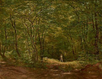 Kävelijöitä metsämaisemassa tekijältä Friedrich Loos