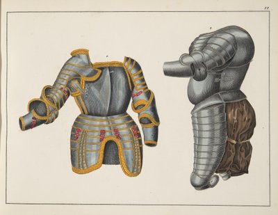 Panssari, levy julkaisusta "A History of the Development and Customs of Chivalry", kirjoittanut tohtori Franz Kottenkamp, julkaissut Carl Hoffmann, 1842 tekijältä Friedrich Martin von Reibisch