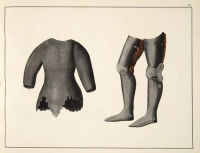 Panssari, levy julkaisusta A History of the Development and Customs of Chivalry, kirjoittanut tohtori Franz Kottenkamp, julkaissut Carl Hoffmann, 1842 tekijältä Friedrich Martin von Reibisch