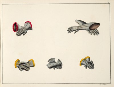 Hanskat, lautanen kirjasta "A History of the Development and Customs of Chivalry", kirjoittanut tohtori Franz Kottenkamp, julkaissut Carl Hoffmann, 1842 tekijältä Friedrich Martin von Reibisch