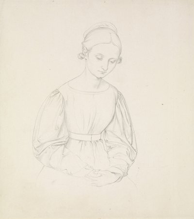 Taiteilijan vaimon muotokuva Nina, n. 1830 (grafiitti paperille) tekijältä Friedrich Overbeck