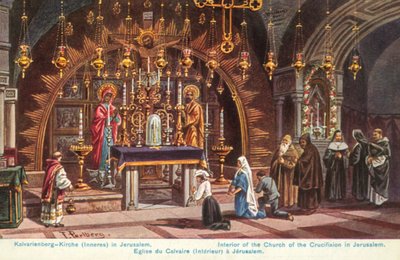 Ristiinnaulitsemisen alttari, Pyhän haudan kirkko, Jerusalem (värilitro) tekijältä Friedrich Perlberg