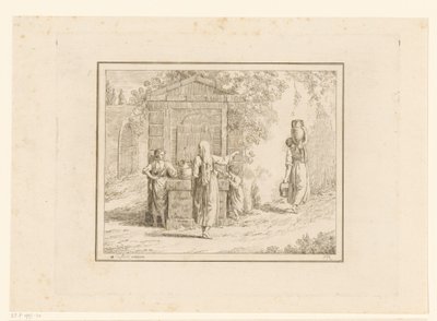 Naiset kaivolla Kohtauksia Italian arjesta (sarjan nimi) Figuuri prese dal vero (sarjan otsikko objektissa) tekijältä Friedrich Rehberg