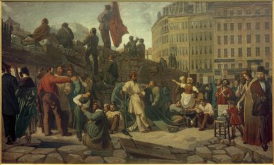 Helmikuun vallankumous 1848, Pariisin barrikadit / Gem. Martersteig tekijältä Friedrich Wilhelm Martersteig