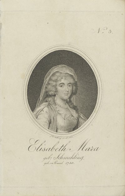 Gertrud Elisabeth Mara, os. Schmeling 1749-1833, 1803. tekijältä Friedrich Wilhelm Nettling