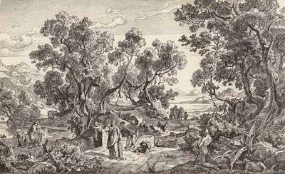 Nausikaja ja Odysseus (kaiverrus) tekijältä Friedrich the Elder Preller