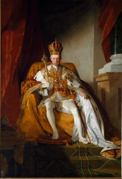 Muotokuva Itävallan keisarista Franz II:sta, jolla on yllään keisarillinen kaapu tekijältä Friedrich von Amerling