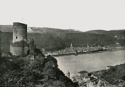 Katz, josta on näkymät Reinille, St Goarshausen, Saksa, 1895. tekijältä Frith and Co