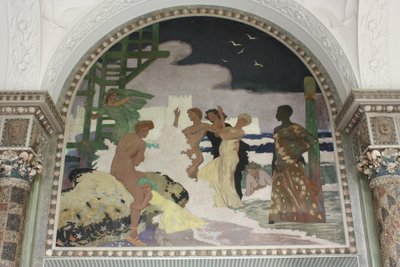 Wandgemälde im Muschelsaal des Kurhaus Wiesbaden tekijältä Fritz Erler