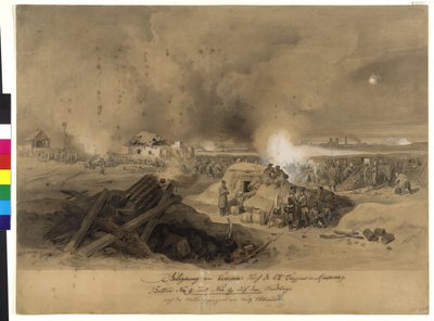 Komornin piiritys huhtikuussa 1849 (akvarelli paperille). tekijältä Fritz L