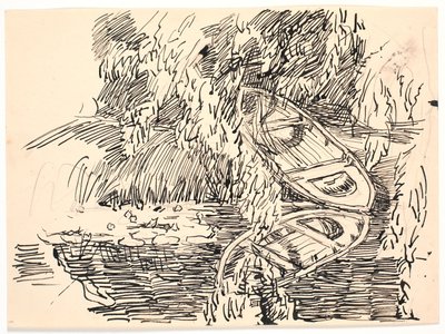 Metsäjärvi kahdella soutuveneellä tekijältä Fritz Syberg