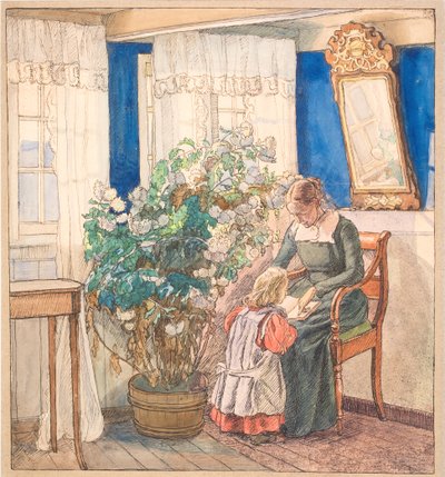 Äiti ja lapsi katselevat kuvia (Anna ja Hans Syberg) tekijältä Fritz Syberg