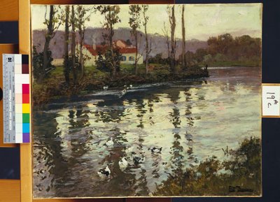 Jokimaisema ankkojen kanssa tekijältä Frits Thaulow