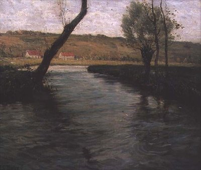 Virta niityn läpi (öljy kankaalle) tekijältä Fritz Thaulow