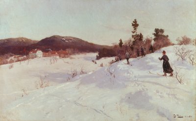 Talvi hiihtäjän kanssa tekijältä Fritz Thaulow