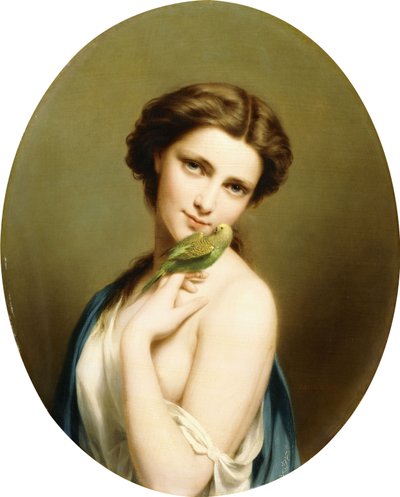 Nuori kaunokainen papukaijan kanssa, tekijältä Fritz Zuber Buhler
