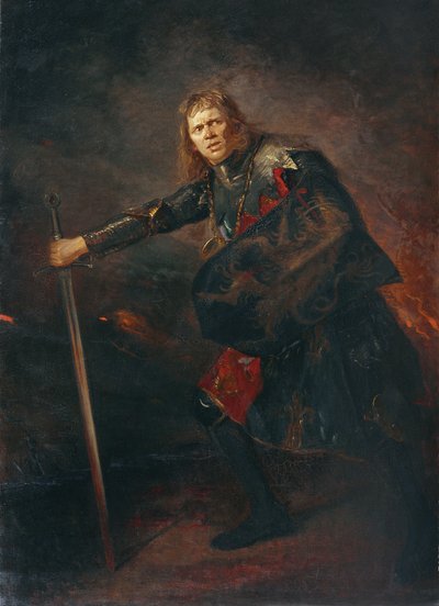 Näyttelijä Alois Wohlmuth Richard III:na. tekijältä Fritz von Uhde
