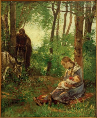 Rast im Walde (Ruhe auf der Flucht) tekijältä Fritz von Uhde