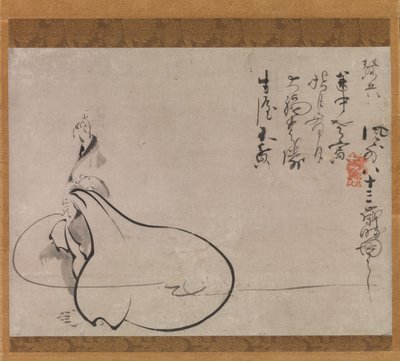 Hotei osoittaa kuuta, 1650. tekijältä Fugai Ekun