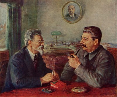 Josif Stalin (1879-1953)  Mihail Ivanovits Kalinin (1875-1946). tekijältä Fyodor Alexandrovich Modorov