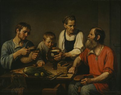 Talonpoikaperhe ennen illallista, 1824 tekijältä Fyodor Grigoryevich Solntsev