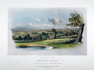 Näkymä Lontoon ja Greenwichin rautatielle Greenwich Roadin takaa, 1836 tekijältä GF Bragg