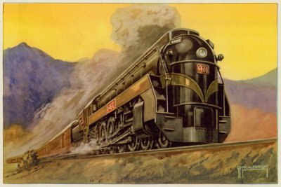 Canadian National Railway, Express Streamlined Locomotive No 6400, 4-8-4 (väri litho) tekijältä G.P. Micklewright