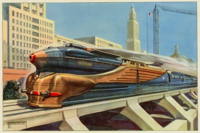 The Railroads of Tomorrow (väri litho) tekijältä G.P. Micklewright
