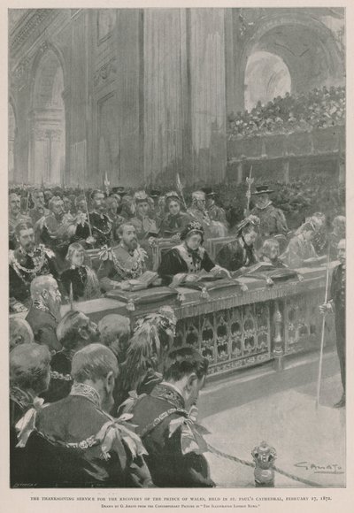 Kiitospäivä Walesin prinssin sairaudesta toipumisesta, St Paulin katedraali, Lontoo, 27. helmikuuta 1872 (syväpaino) tekijältä G.S. (after) Amato