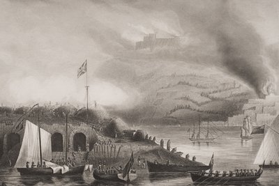 San Sebastianin myrsky, 31. elokuuta 1813, kuvitus teoksesta Englannin taistelut merellä ja maalla, kirjoittaja Lieut. Eversti Williams (kaiverrus) tekijältä G.W. Terry