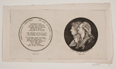 Medaljonki Ludvig XVI:n, hänen kuningattarensa ja poikansa muotokuvilla tekijältä G. N. Angelo