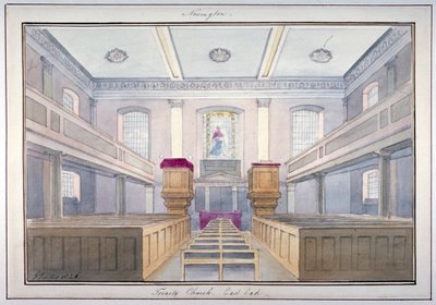 Sisäkuva Holy Trinity Churchin itäpäästä, Newington, Southwark, Lontoo, 1826 tekijältä G Yates