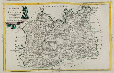 Surreyn maakunta, G. Zulianin kaiverrus otettu Tome I:stä Venetsiassa vuonna 1779 julkaistusta Antonio Zattan "uusimmista atlasista", yksityinen kokoelma tekijältä G. Zuliani