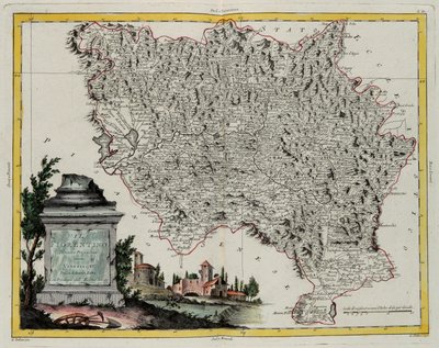 Firenzen alue, G. Zulianin kaiverrus otettu Antonio Zattan Venetsiassa vuonna 1783 julkaiseman "Uusimman atlasin" Tome II:sta, yksityinen kokoelma tekijältä G. Zuliani