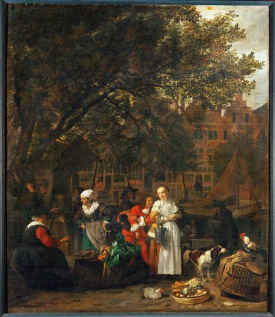 Kasvismarkkinat Amsterdamissa, Alankomaissa ... tekijältä Gabriel (attr. to) Metsu