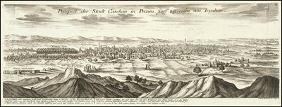 1720 kuva - Persiassa sijaitsevan Kashanin kaupungin näkymä viiden päivän matkan päässä Ispahanista. tekijältä Gabriel Bodenehr