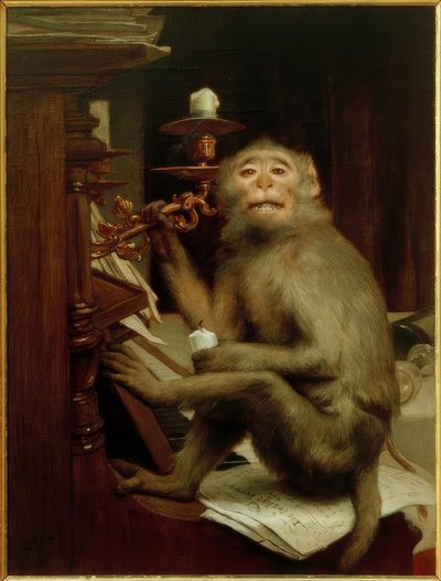 Apina pianon ääressä tekijältä Gabriel Cornelius Ritter von Max