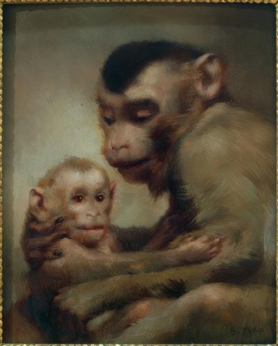 Äiti ja lapsi (apinat) tekijältä Gabriel Cornelius Ritter von Max
