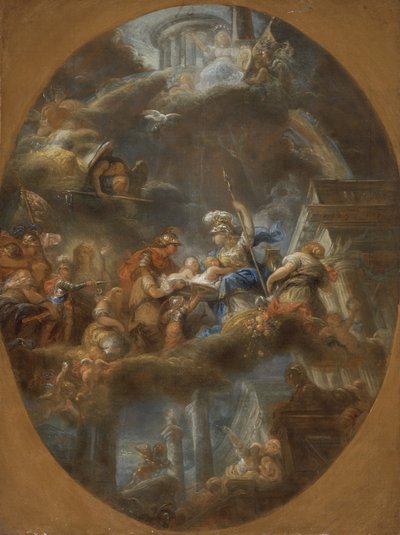 Aatelisto tarjoaa keisarillisille venäläisille lapsia Minervalle, n. 1795 tekijältä Gabriel Francois Doyen