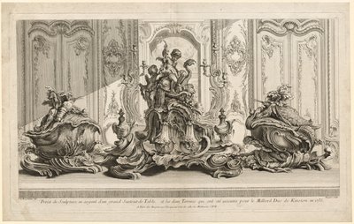 Juste-Aurèle Meissonierin teoksia: Hopeinen veistosprojekti suurelle keskikappaleelle..., n. 1735-1737 tekijältä Gabriel Huquier
