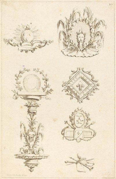 Mallit Tail-piecesille: pl. 10 tekijältä Gabriel Huquier after Claude Gillot