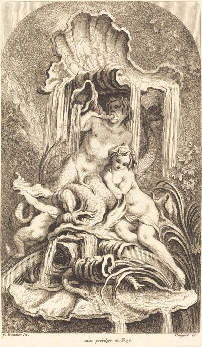 Triton ja Nymfi tekijältä Gabriel Huquier after François Boucher